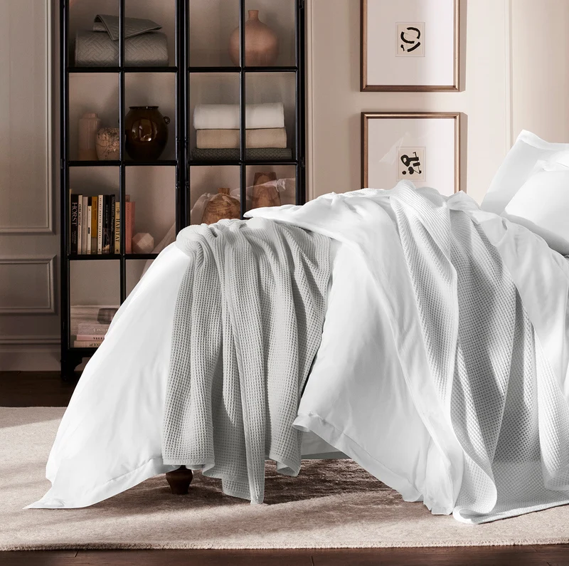 Holiday Waffle Bed Blanket - Pewter