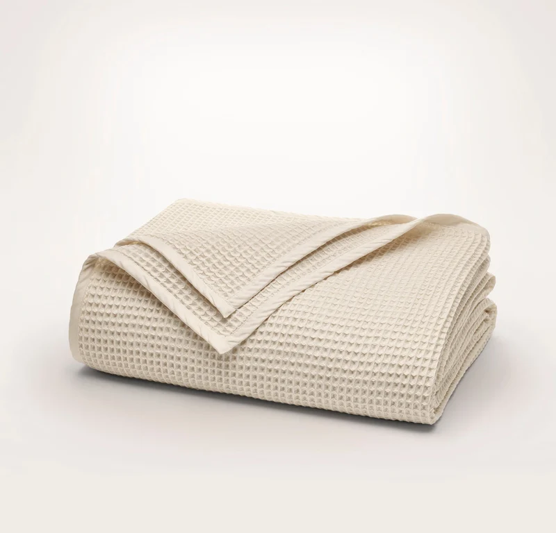 Holiday Waffle Bed Blanket - Natural