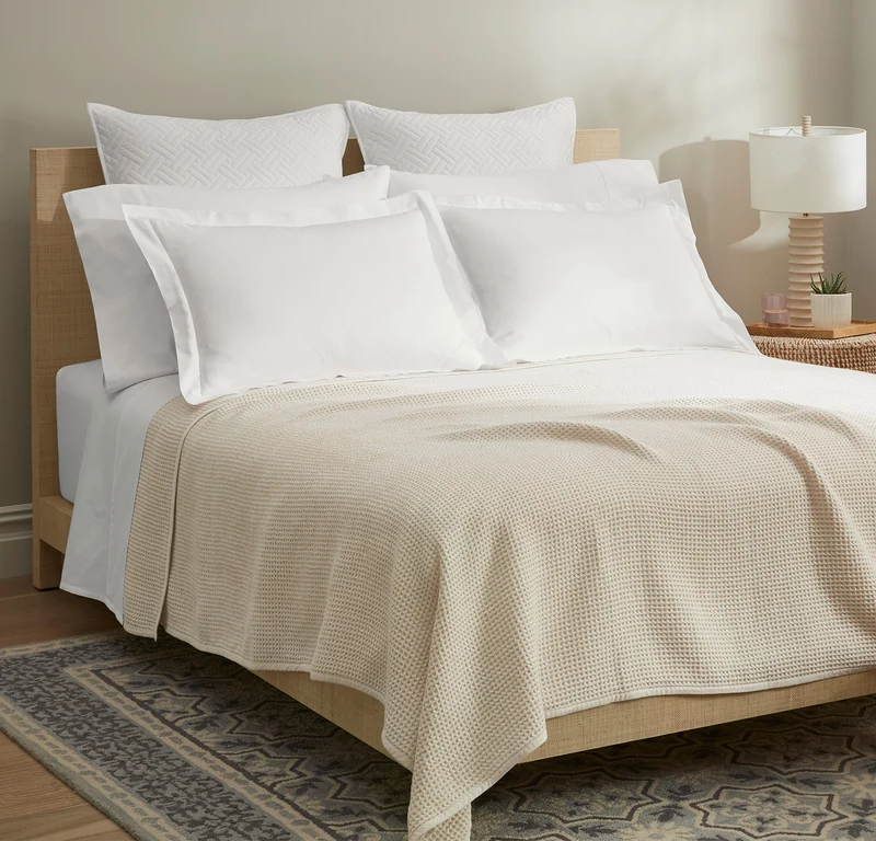 Holiday Waffle Bed Blanket - Natural