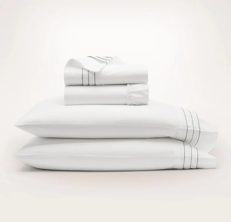 Signature Hemmed Sheet Set - White/Shore Triple Framed