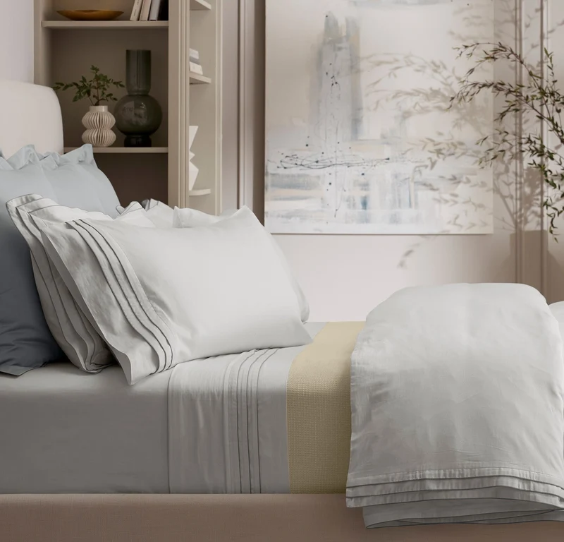 Signature Hemmed Sheet Set - White/Shore Triple Framed