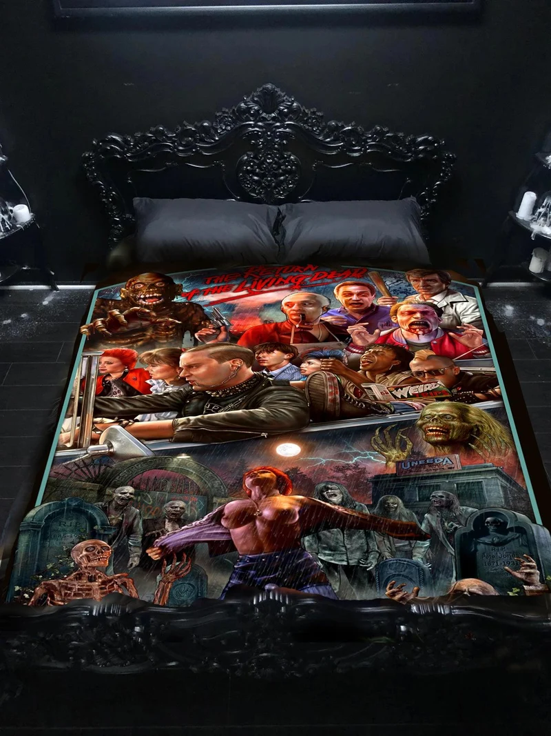 Horror Movie Blanket - Return of the Living Dead Blanket - Luxury Twin / Double Velveteen Fleece Blanket
