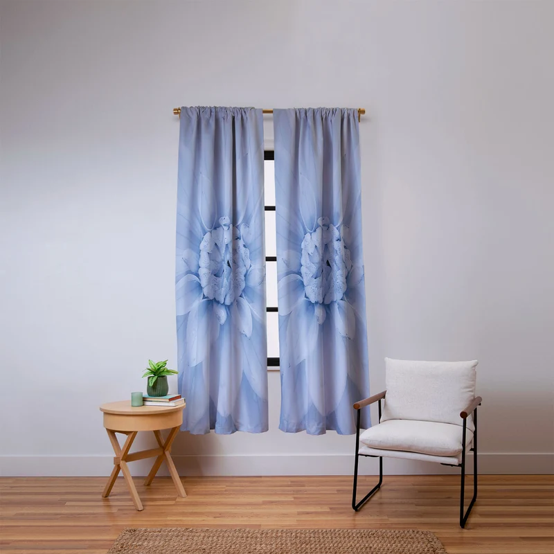 Ethereal dahlia closeup muted blue and gray botanical art no1 Window Curtain