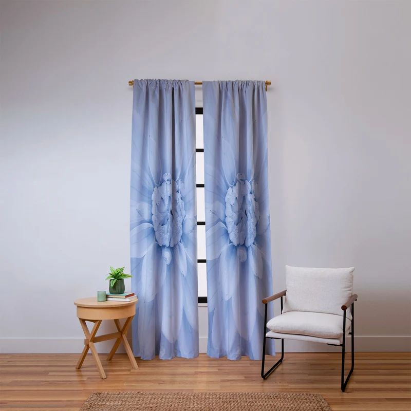 Ethereal dahlia closeup muted blue and gray botanical art no1 Window Curtain