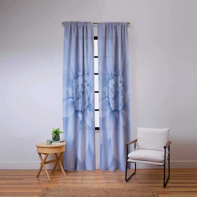Ethereal dahlia closeup muted blue and gray botanical art no1 Window Curtain