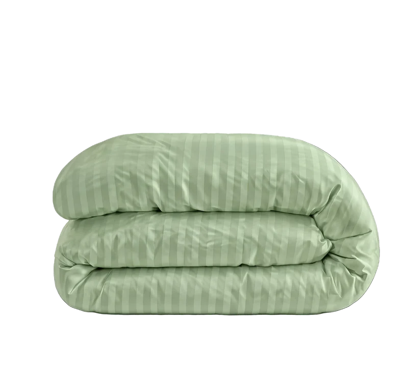 zailistade.comluxe Hotel Stripe Nahtlose Baumwollsatin Bettdecke - Grün
