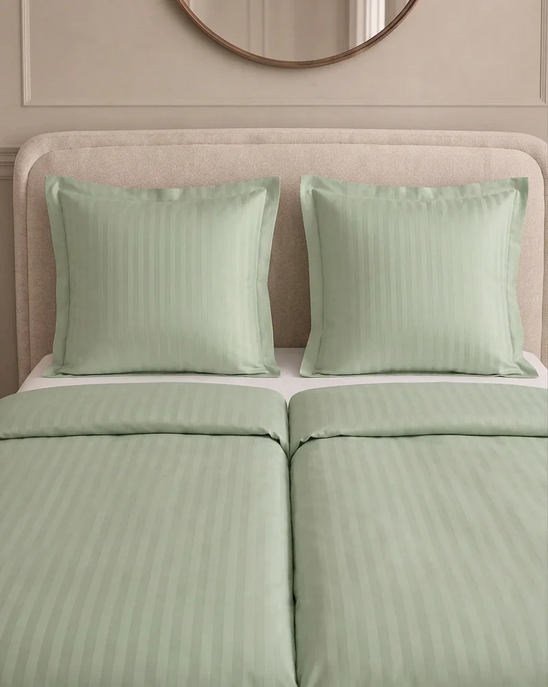 zailistade.comluxe Hotel Stripe Nahtlose Baumwollsatin Bettdecke - Grün