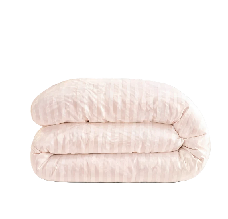 zailistade.comluxe Hotel Stripe Nahtlose Baumwollsatin Bettdecke - Rosa