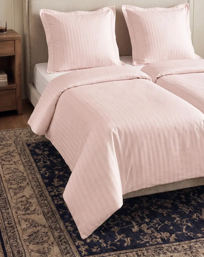 zailistade.comluxe Hotel Stripe Nahtlose Baumwollsatin Bettdecke - Rosa