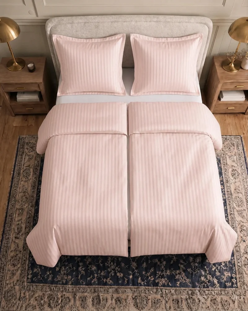 zailistade.comluxe Hotel Stripe Nahtlose Baumwollsatin Bettdecke - Rosa