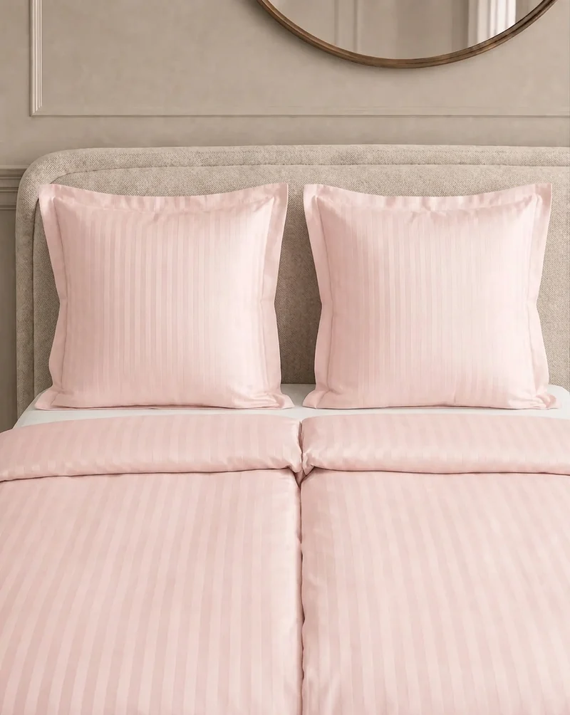zailistade.comluxe Hotel Stripe Nahtlose Baumwollsatin Bettdecke - Rosa