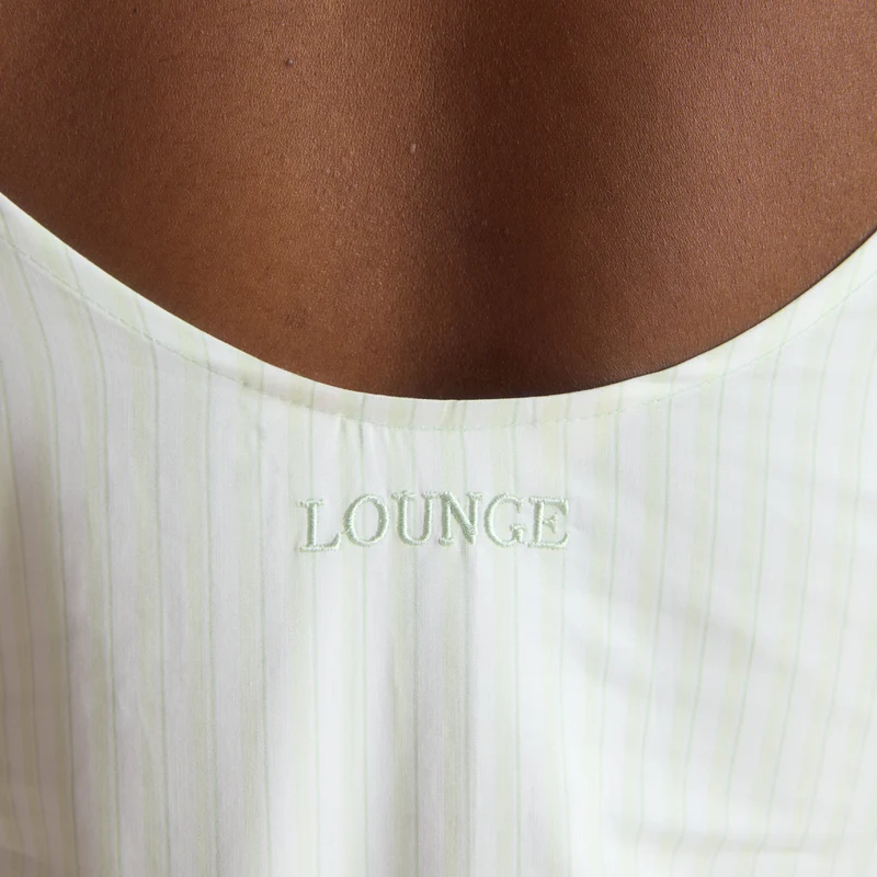 Bloom & Stripe Cami Pyjama Top - Saliegroen