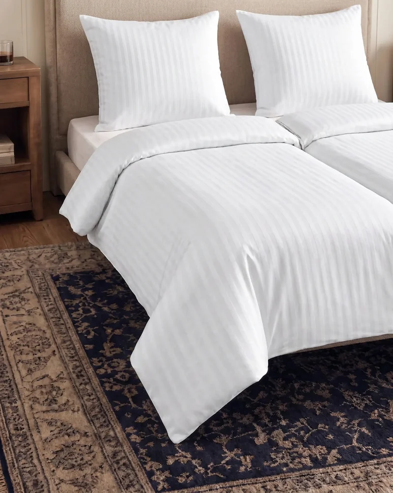 zailistade.comluxe Hotel Stripe Nahtlose Baumwollsatin Bettdecke - Weiß