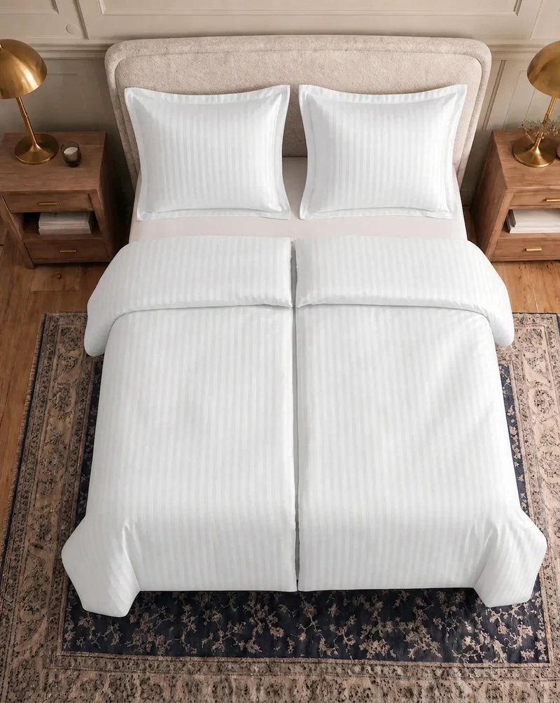 zailistade.comluxe Hotel Stripe Nahtlose Baumwollsatin Bettdecke - Weiß