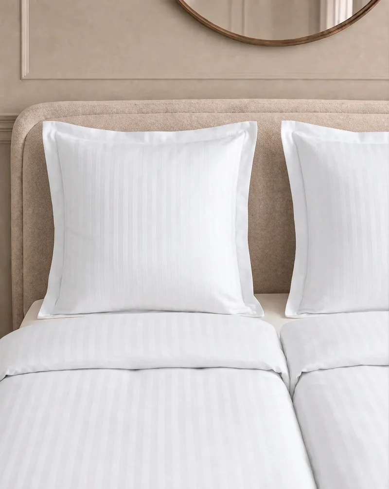 zailistade.comluxe Hotel Stripe Nahtlose Baumwollsatin Bettdecke - Weiß