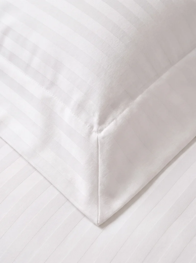 zailistade.comluxe Hotel Stripe Nahtlose Baumwollsatin Bettdecke - Weiß