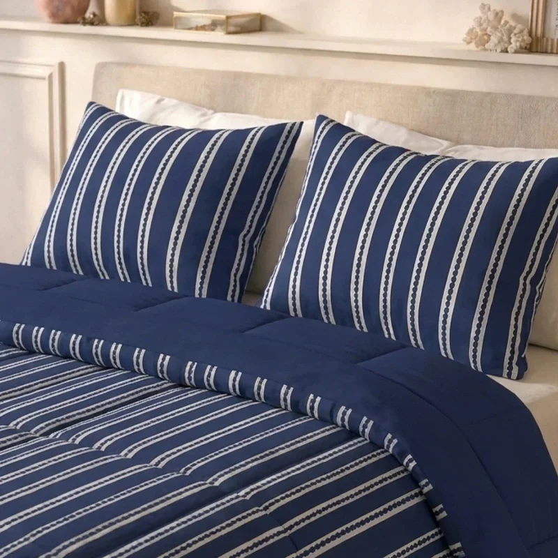 zailistade.comluxe Design Baumwollsatin Kissenbezüge Set von 2 - Blue Stripes