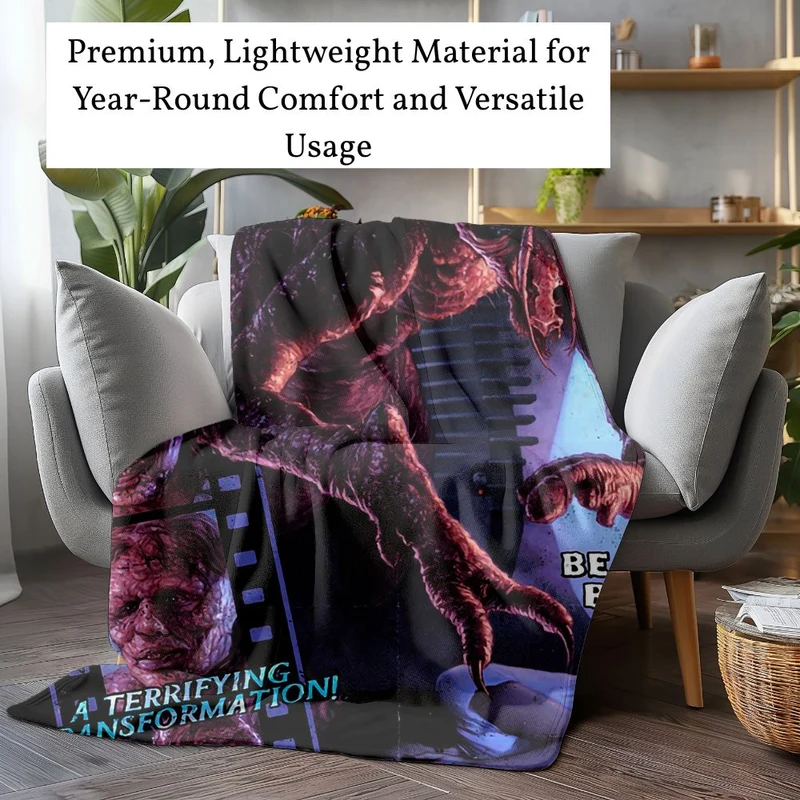 Horror Movie Blanket - The Fly Transformation - Luxury Twin / Double Velveteen Fleece Blanket