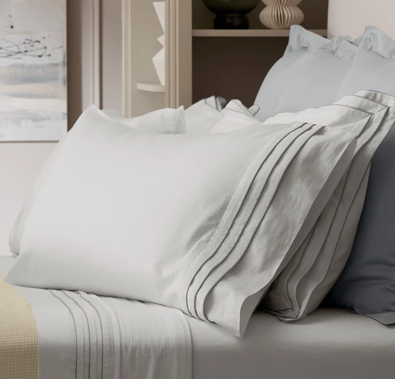 Signature Embellished Pillowcase Set - White/Shore Triple Framed