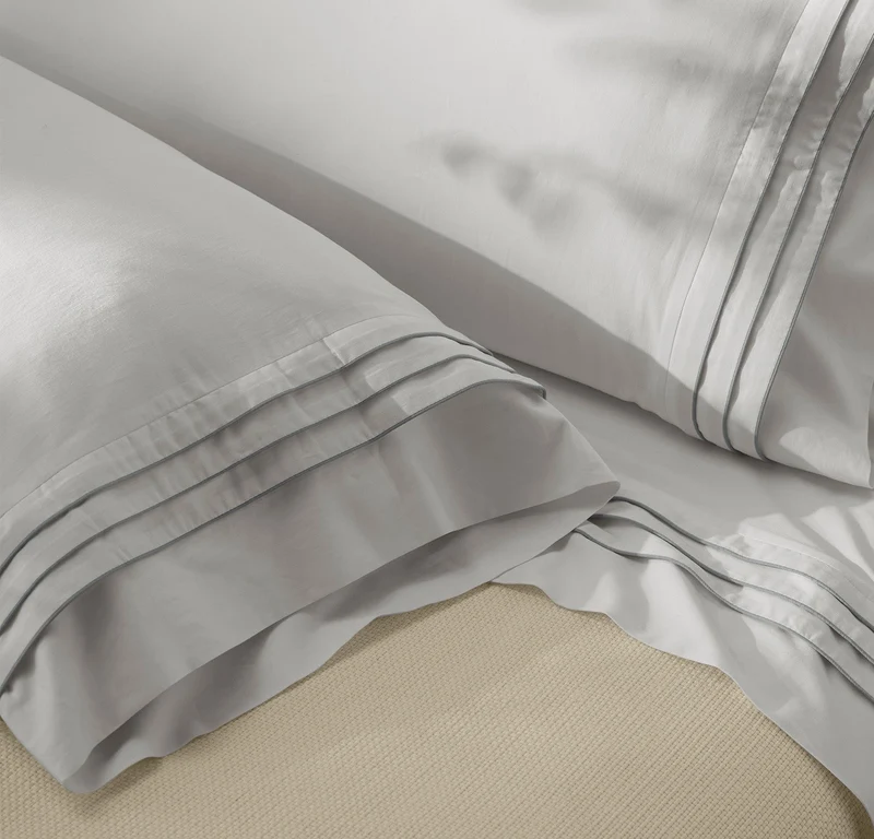 Signature Embellished Pillowcase Set - White/Shore Triple Framed