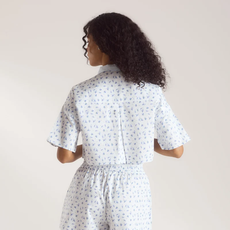 Bloom & Stripe Pyjamashirt met Korte Mouwen - Blauw