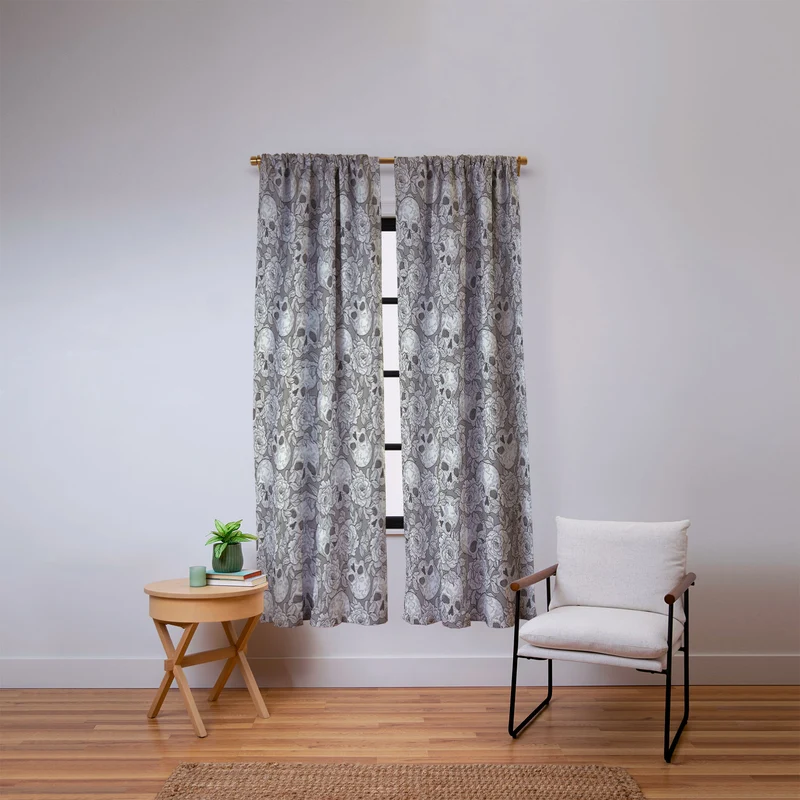 Skulls and flowers Window Curtain