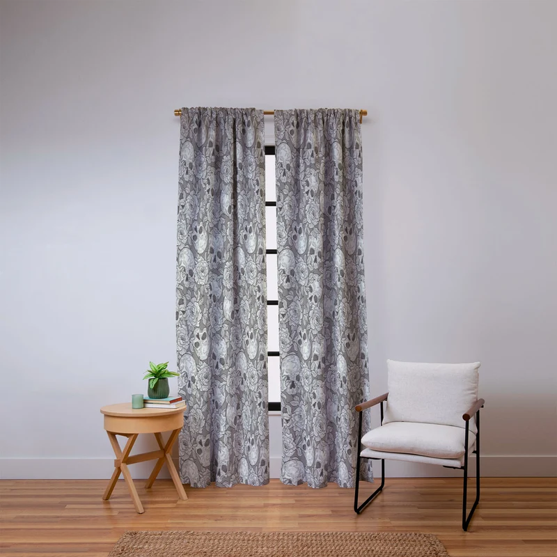 Skulls and flowers Window Curtain