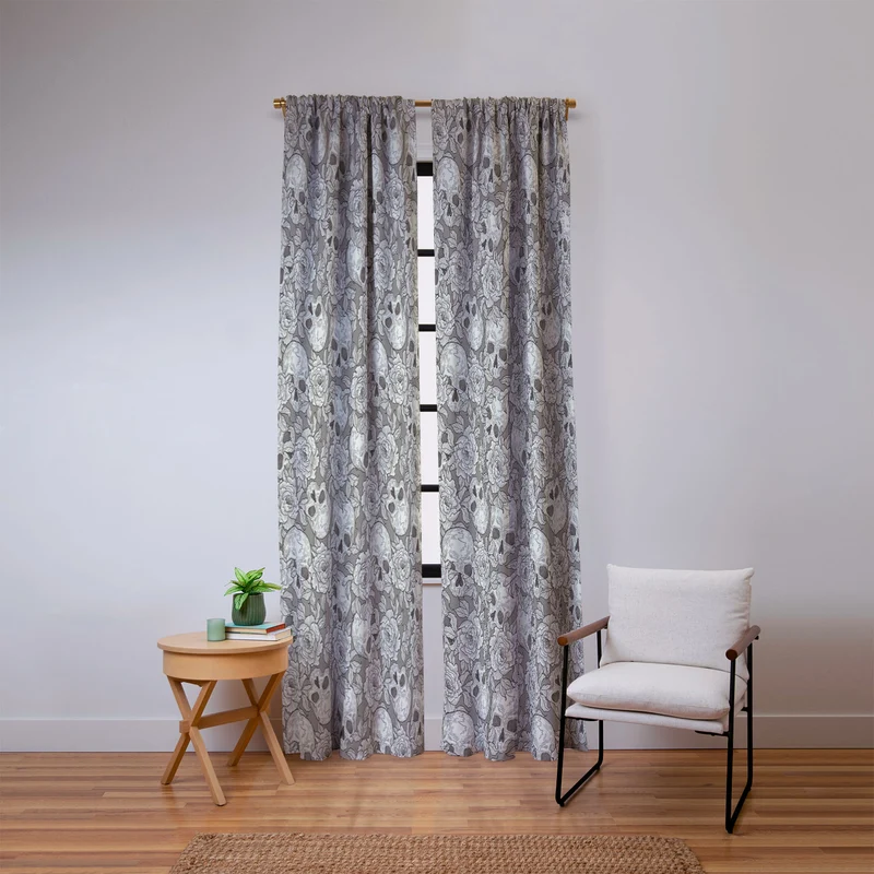 Skulls and flowers Window Curtain