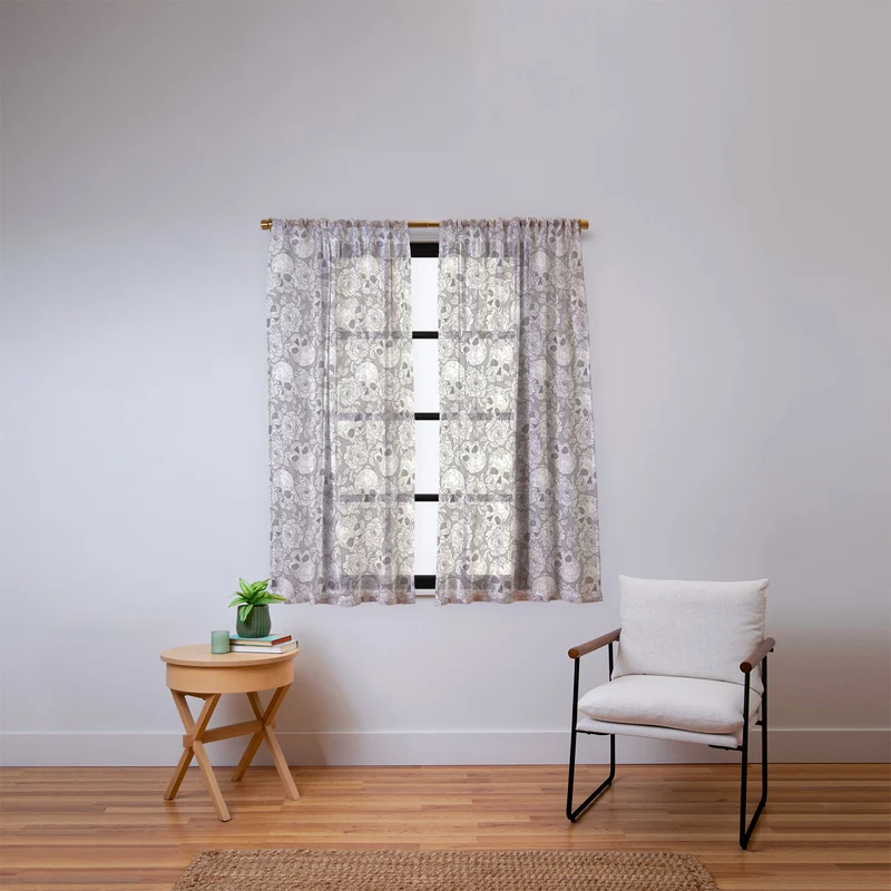 Skulls and flowers Window Curtain