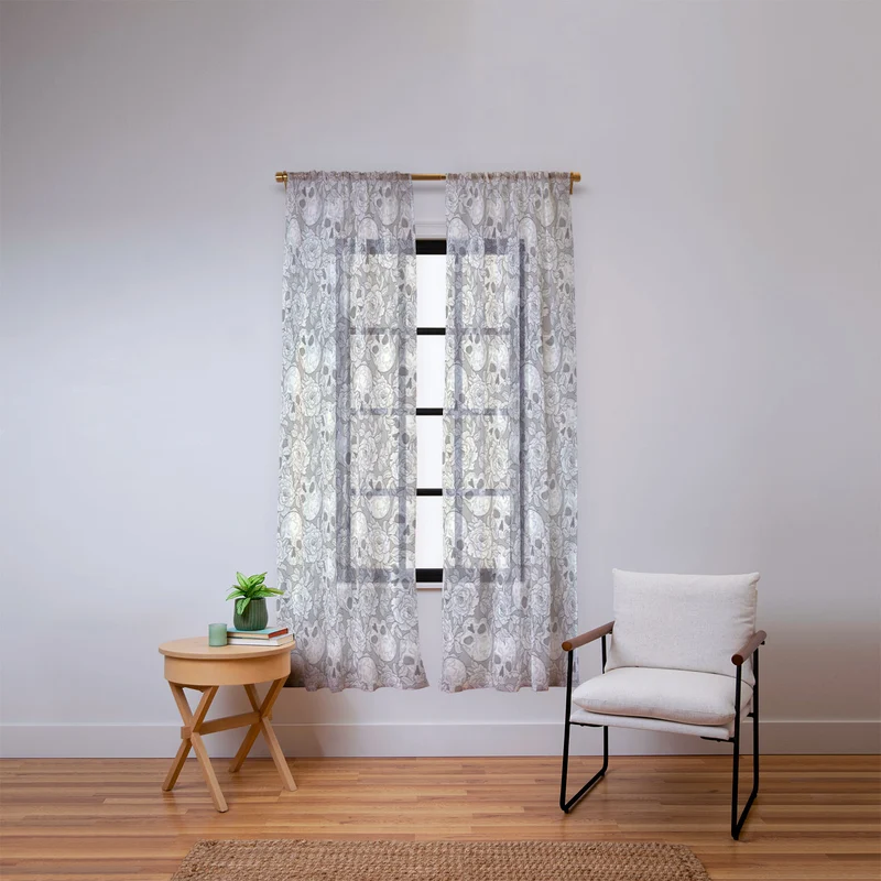 Skulls and flowers Window Curtain