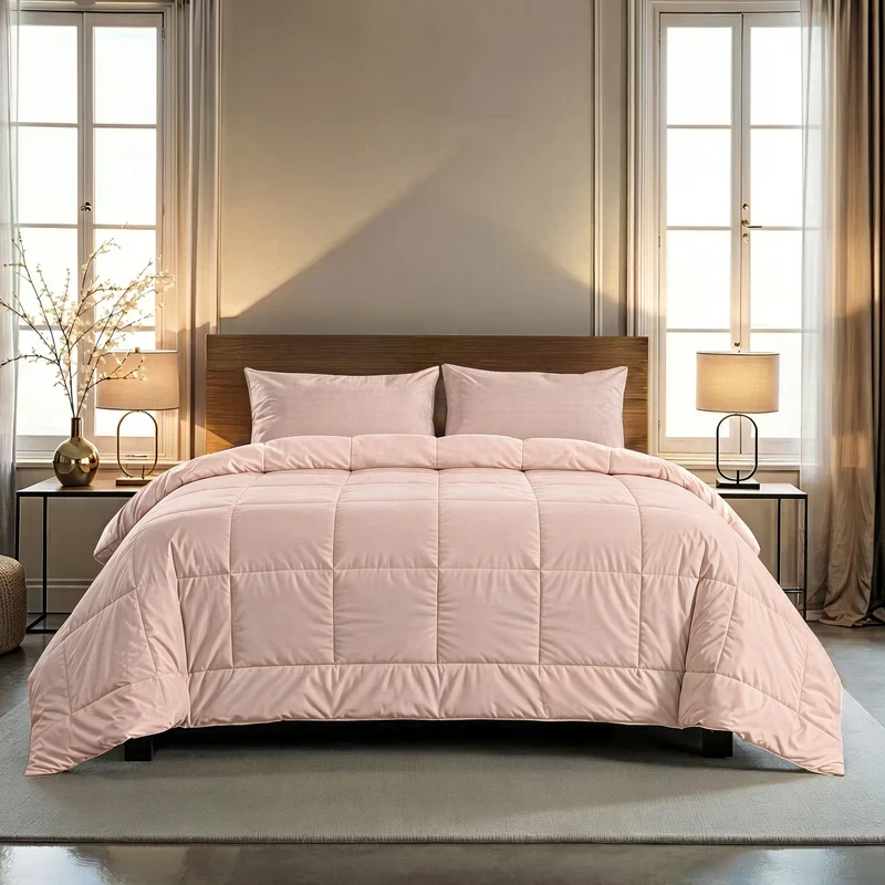 Zelesta Pure Uni 4-Jahreszeiten Baumwollbettdecke - Rosa