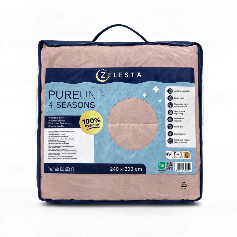 Zelesta Pure Uni 4-Jahreszeiten Baumwollbettdecke - Rosa