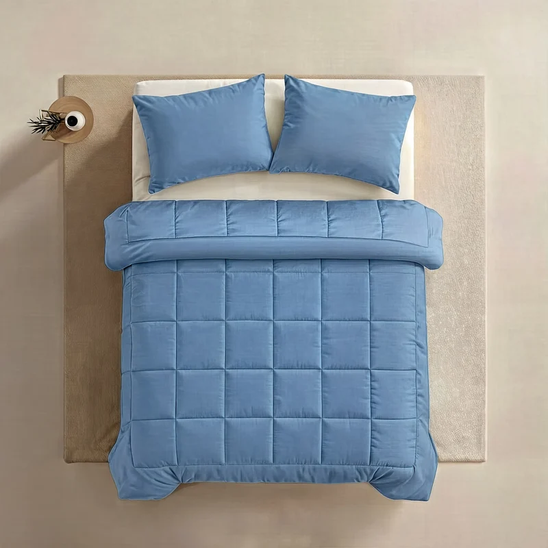 Zelesta Pure Uni 4-Jahreszeiten Baumwollbettdecke - Blau