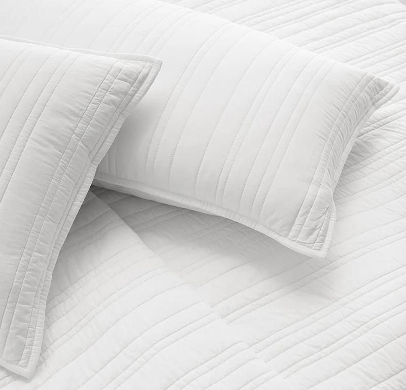 Signature Stripe Quilted Sham - White