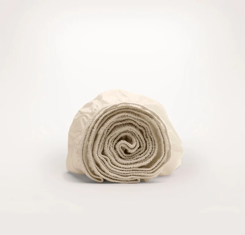 Percale Hemmed Fitted Sheet - Natural