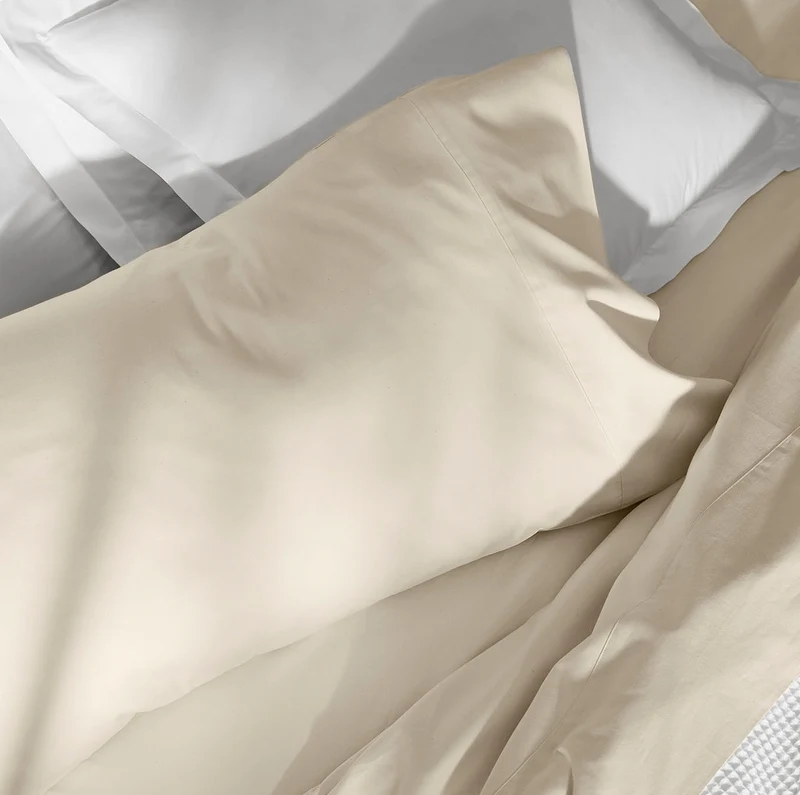 Percale Hemmed Fitted Sheet - Natural