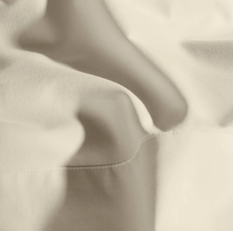 Percale Hemmed Fitted Sheet - Natural