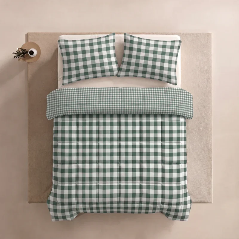 zailistade.comluxe Design Baumwollsatin Kissenbezüge Set von 2 - Green Check
