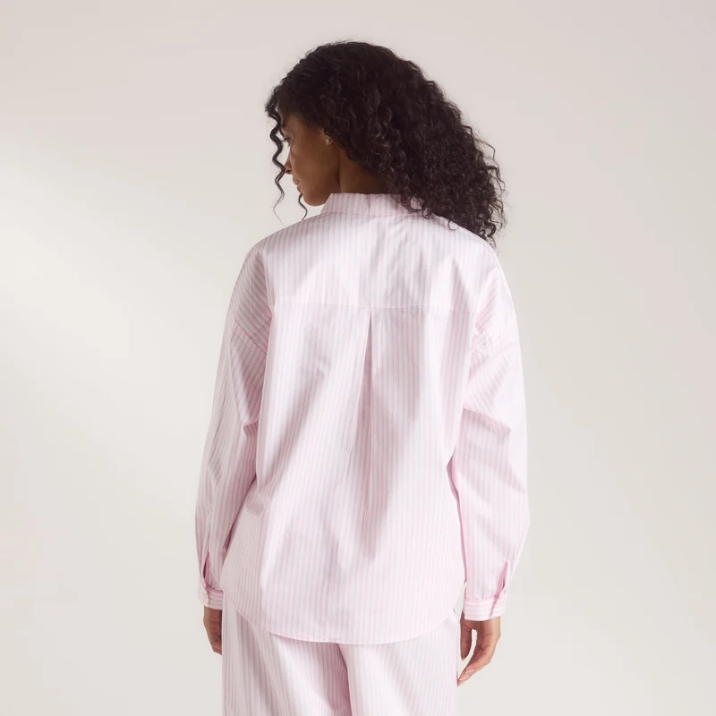 Bloom & Stripe Pyjamashirt - Roze