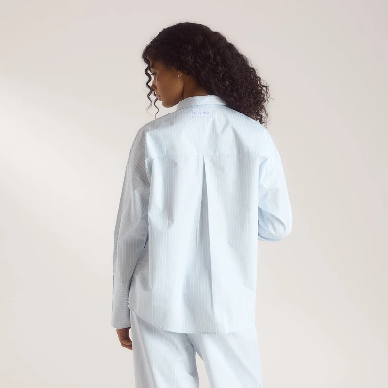 Bloom & Stripe Pyjamashirt - Blauw