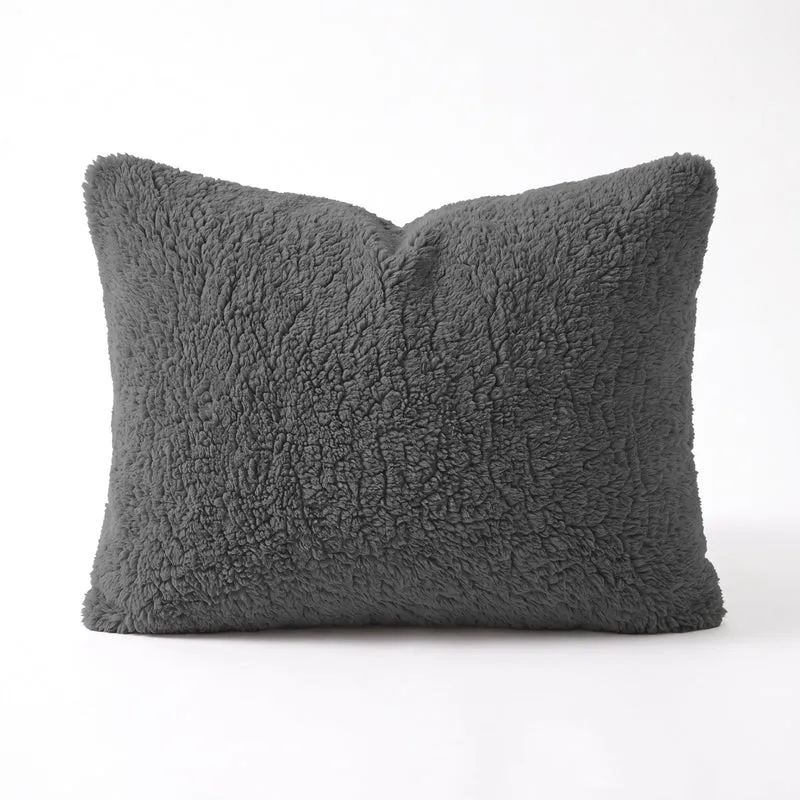 Zelesta Special Teddy Chenille Kissenbezüge Set von 2 - Anthrazit
