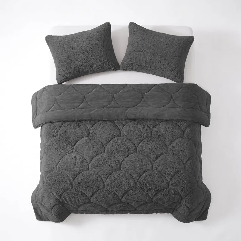 Zelesta Special Teddy Chenille Kissenbezüge Set von 2 - Anthrazit
