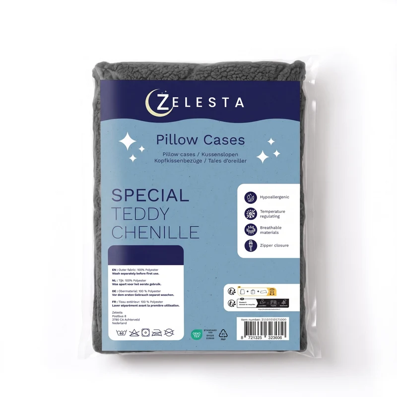 Zelesta Special Teddy Chenille Kissenbezüge Set von 2 - Anthrazit
