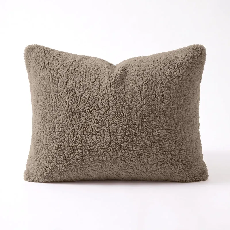 Zelesta Special Teddy Chenille Kissenbezüge Set von 2 - Dunkeltaupe