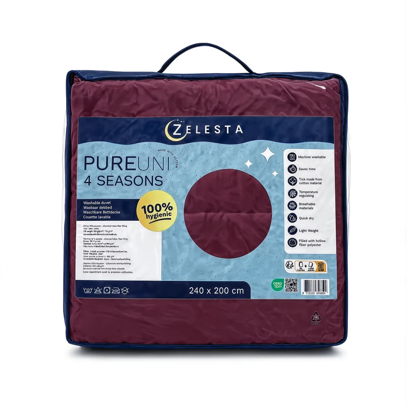 Zelesta Pure Uni 4-Jahreszeiten Baumwollbettdecke - Rot