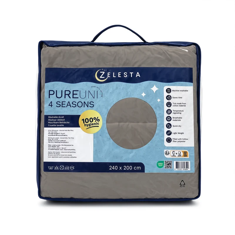 Zelesta Pure Uni 4-Jahreszeiten Baumwollbettdecke - Anthrazit