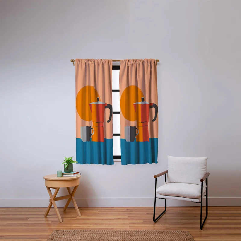 Modern Coffee Vibe Window Curtain