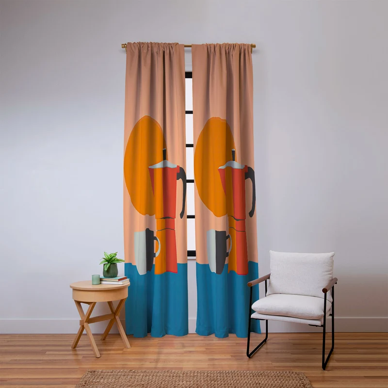 Modern Coffee Vibe Window Curtain