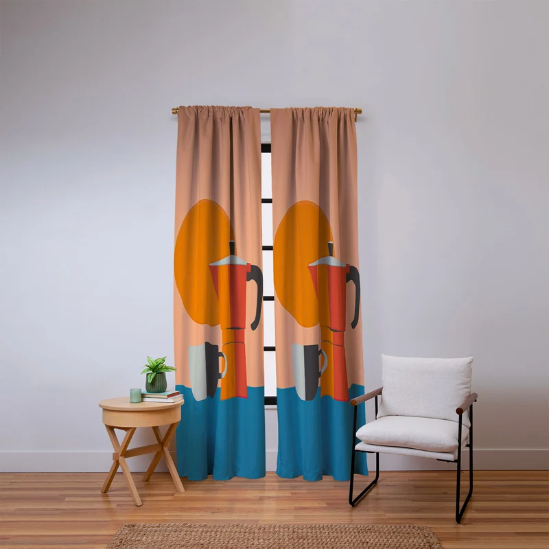 Modern Coffee Vibe Window Curtain