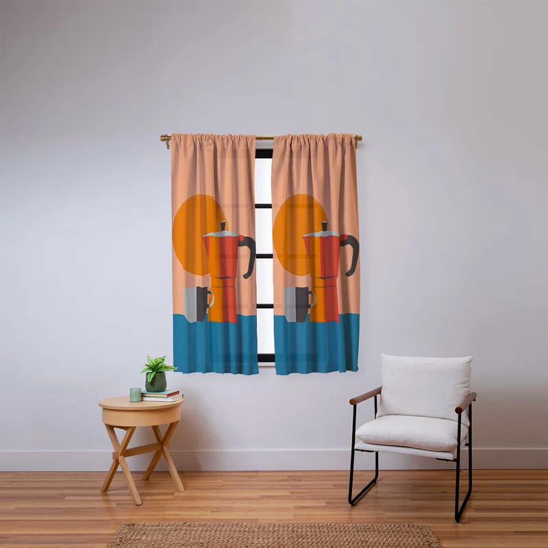 Modern Coffee Vibe Window Curtain